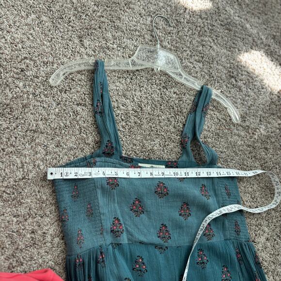 Natural Life Boho Wide Leg Jumpsuit Blue Floral Print Sleeveless Romper Sz L - Picture 14 of 14